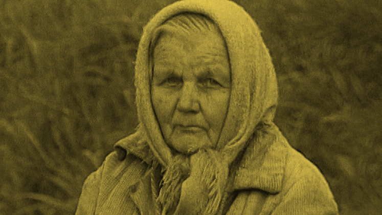 russia old lady in headscarf