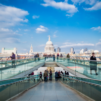 Photograph of people on Londons Millennium Bridge with St Pauls in the background_sourced via canva_200x200