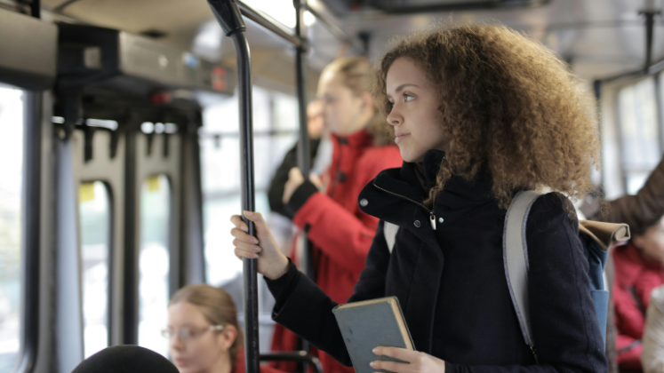 Student on a bus