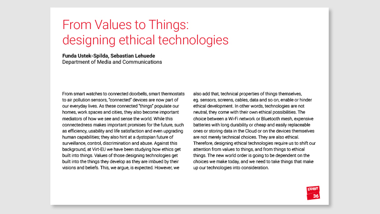 From Values to Things: designing ethical technologies