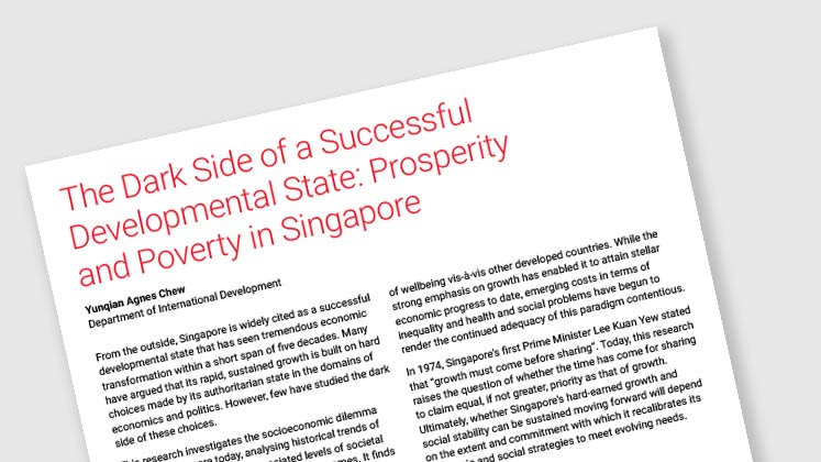 The Dark Side of a Successful Developmental State: Prosperity and Poverty in Singapore