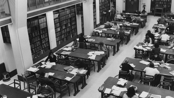 Students studying in the Economics Reading Room (Haldane Room) in 1972