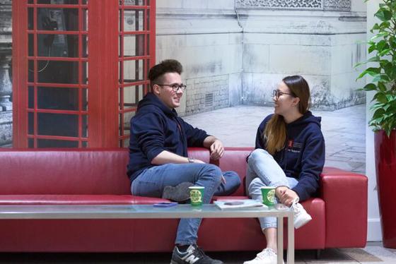Two students taking part in Action for Happiness held in LSE Residences during London Wellbeing Week 2020.