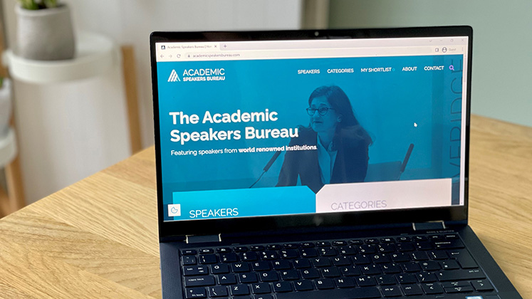 Academic Speakers Bureau on laptop