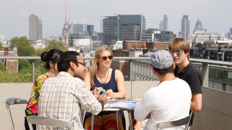 Students at LSE roof terrace