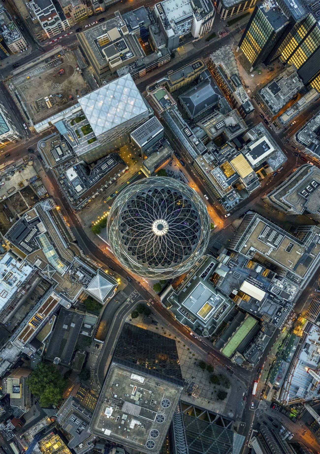 Arial view of the Gherkin in London