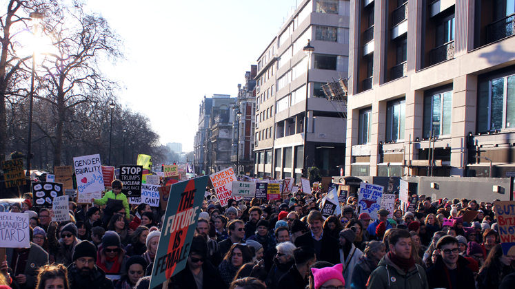 Protesters at the Women's March 2017 in London