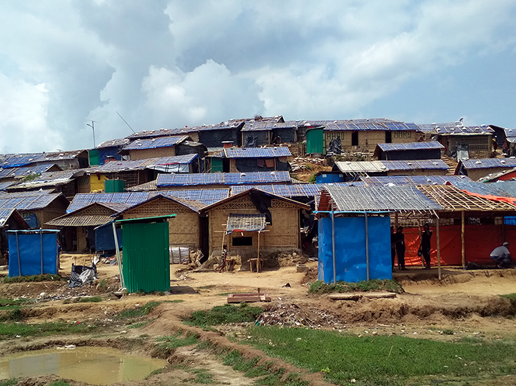 Landscape view of a Rohingya refugee camp in Bangladesh
