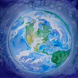 Globe Watercolour sq