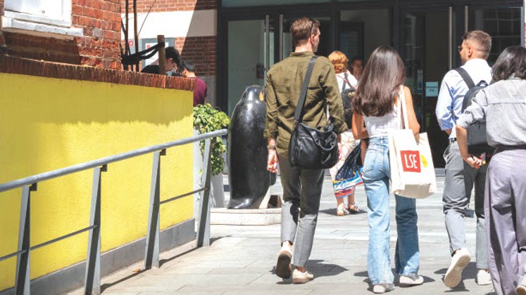 People walking towards LSE Library entrance