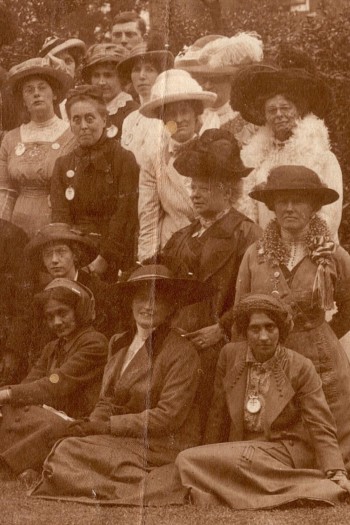 A group photo including two Indian suffragettes