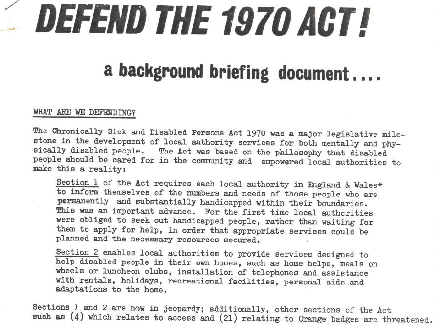 A flyer from a conference. The flyer is entitled 'Defend the 1970 Act!'