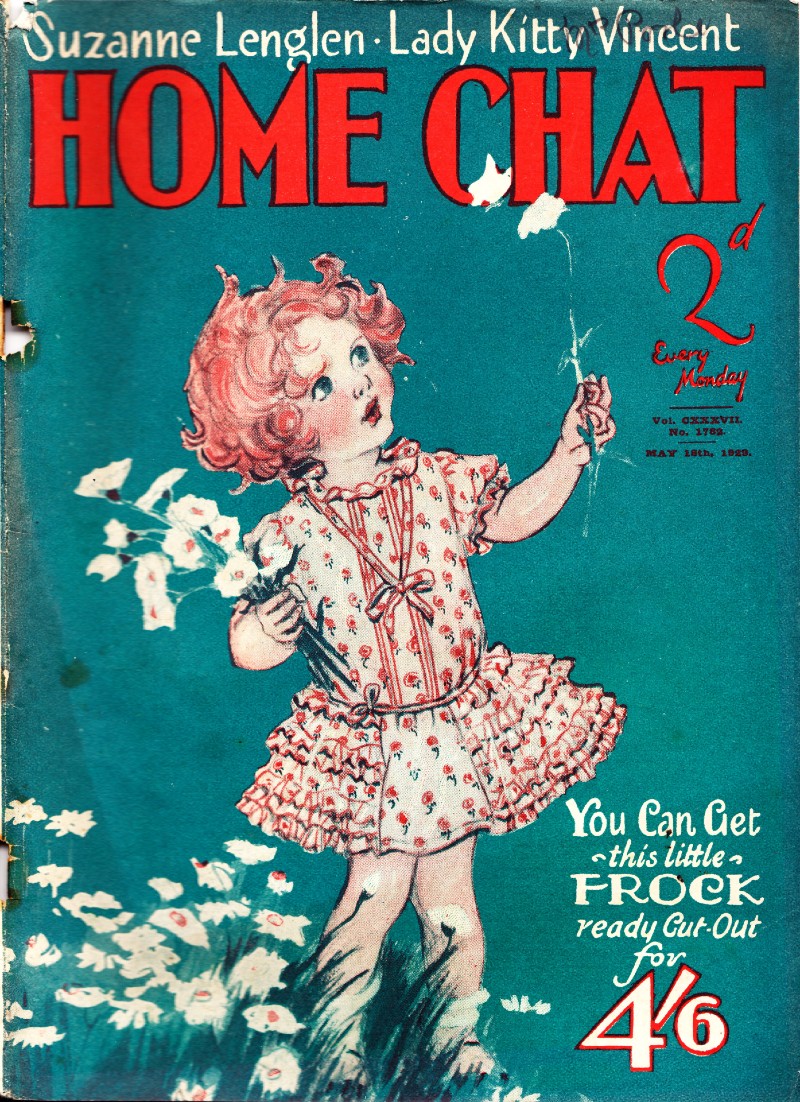 The front cover of Home Chat magazine including a little girl holding flowers