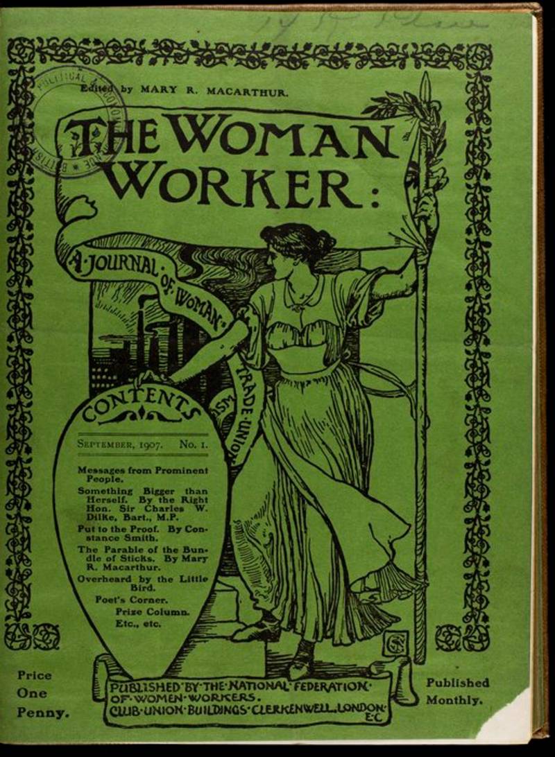 A front cover of The Woman Worker magazine