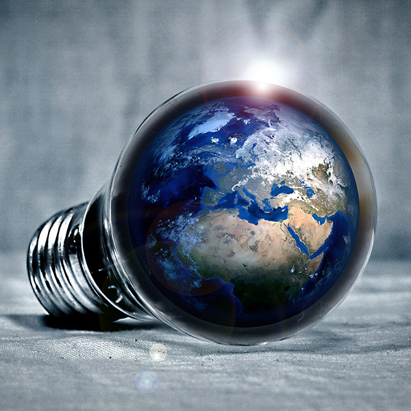 Image of earth in a light bulb