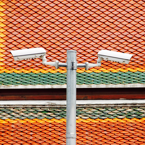 Image of two security cameras