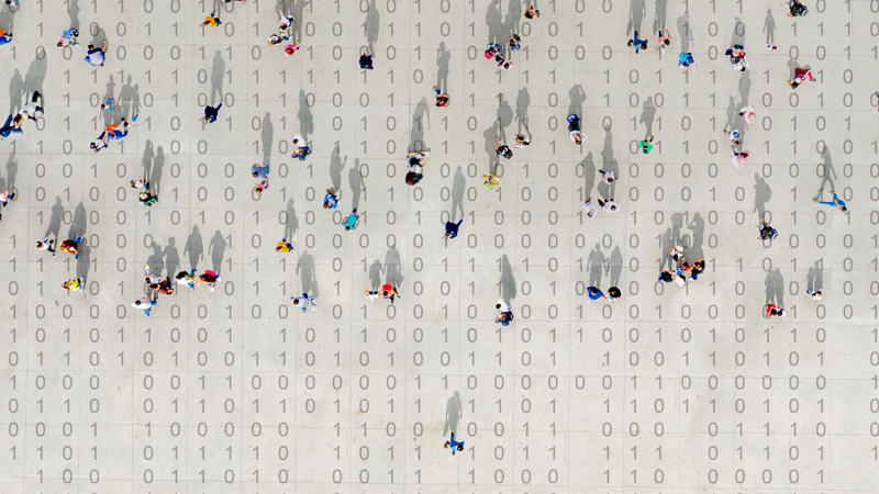 Arial shot of people and digits Data: Law, Policy and Regulation