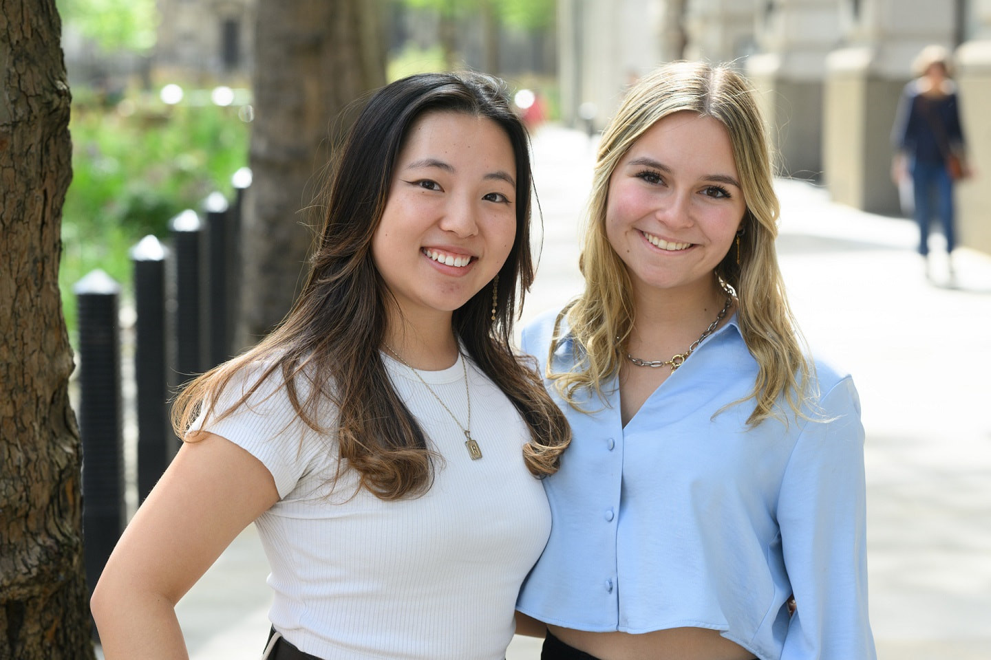 Two Summer School students smiling outside LSE