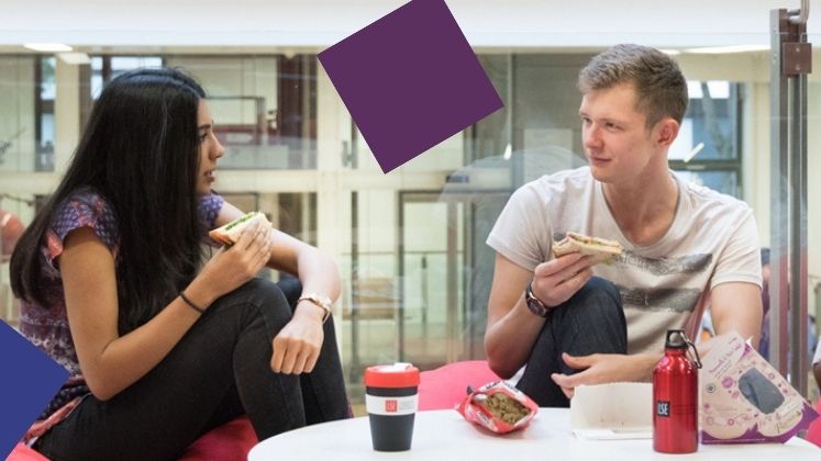Students eat lunch in LSE's New Academic Building